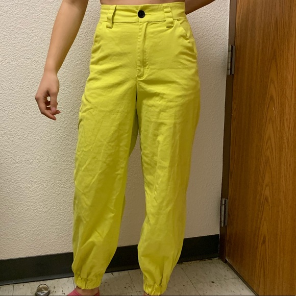 neon yellow cargo pants
